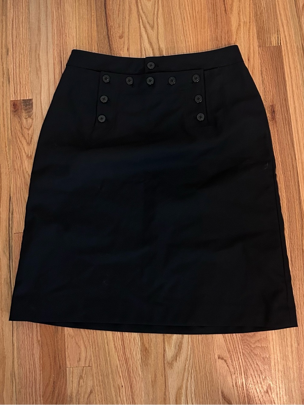 NWT Madewell Black Button-Front Pencil Skirt with Tie Back